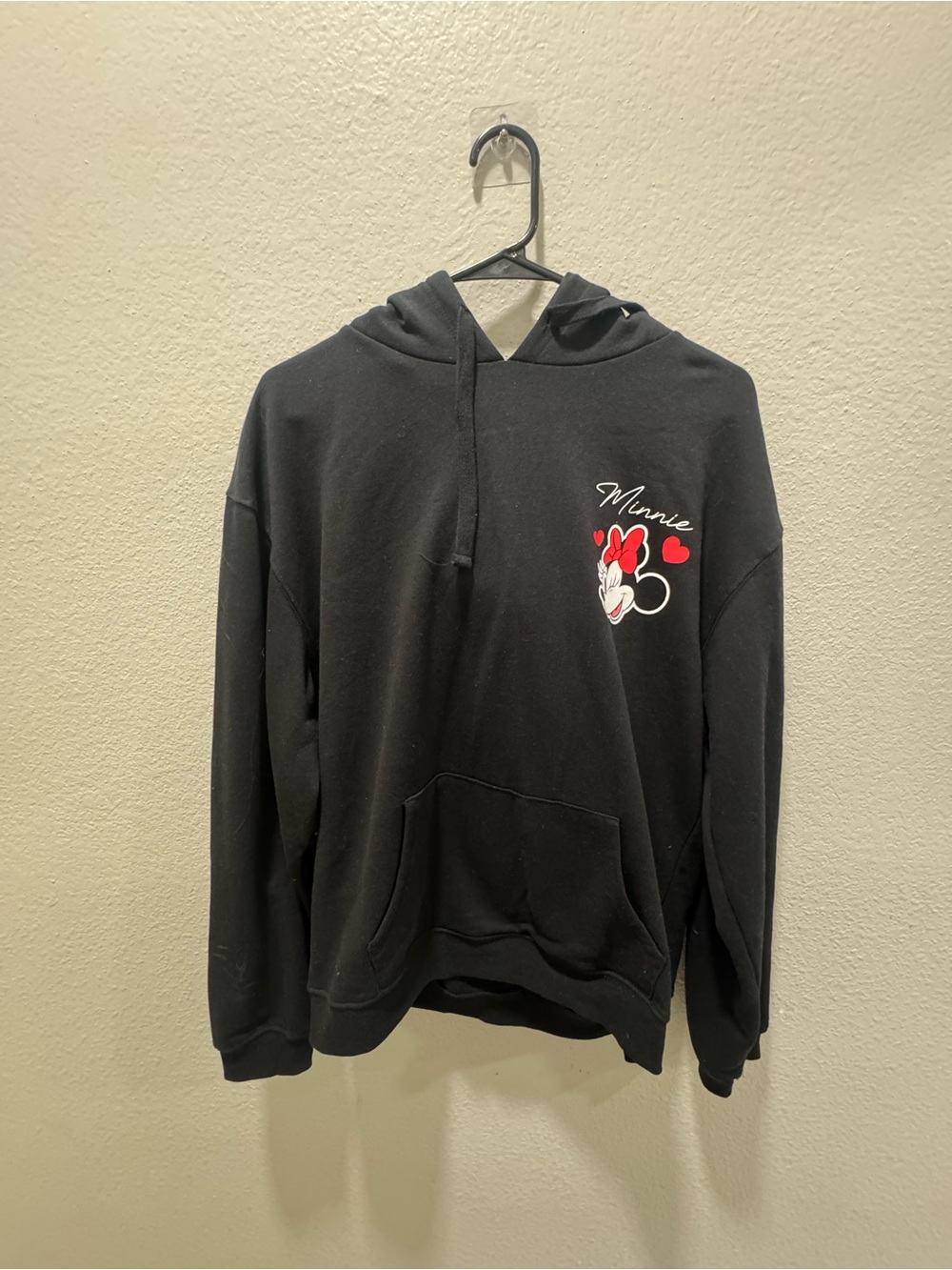 Disney Minnie Black Hoodie with Red Heart Details